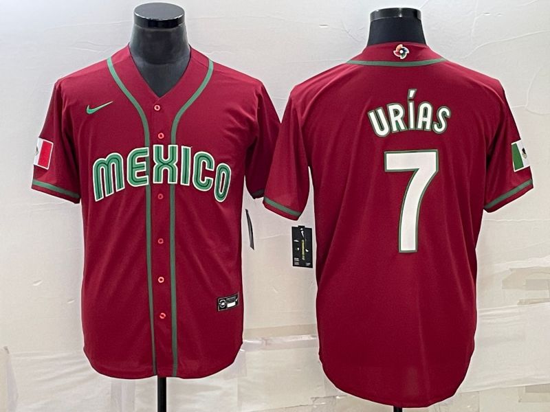 Men 2023 World Cub Mexico #7 Urias Red Nike MLB Jersey24